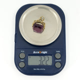Vintage 9ct Gold Spinning Amethyst Fob / Pendant / Charm 375 (Birm 1965)