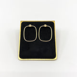 Unusual Large Rectangular 9ct Gold Hoop Earrings 375