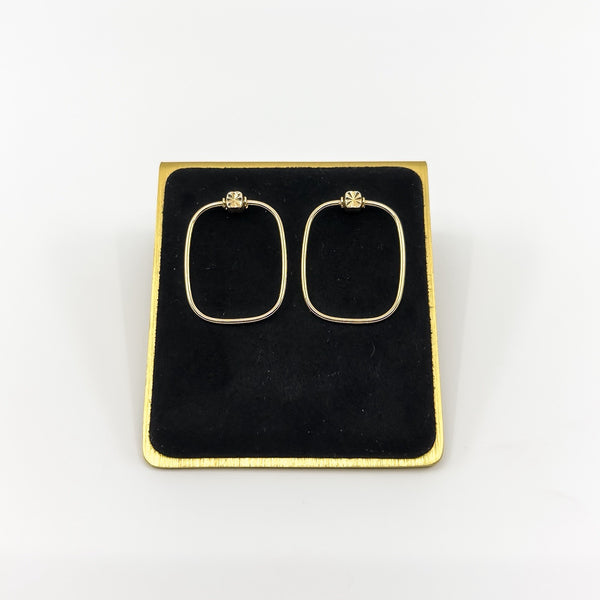 Unusual Large Rectangular 9ct Gold Hoop Earrings 375