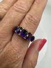 Chunky Vintage 9ct Gold 2.65ct Amethyst 5 Stone Ring Size Q 