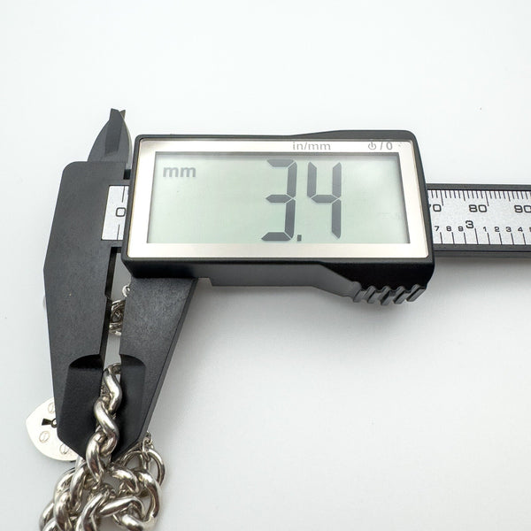 Vintage Sterling Silver Curb Links Bracelet & Heart Padlock 925 Heavy 33g