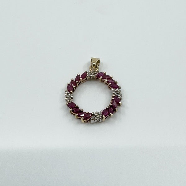 Vintage 9ct Gold 1.60ct Ruby & Diamond Pendant / Charm 375 (Birmingham 1989)