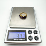 Vintage 9ct Gold 0.50ct Amethyst Half Hoop Band Ring Size L - M 3.7g 1972