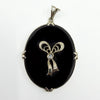 Large Vinatge 14ct White Gold Black Onyx & Diamond Bow Pendant 585