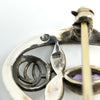 Vintage Sterling Silver Amethyst Oval Rose & Vine Brooch 925