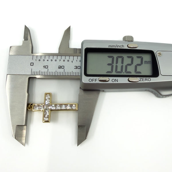 Chunky 9ct Gold CZ Christian Cross Pendant 375