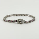 Sterling Silver 12ct Pink & White CZ Tennis 8 "Bracelet 925