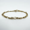 Vintage 9ct Gold Figaro Chain 7.8” Bracelet & T-Bar Charm 375 (Birmingham 1991)