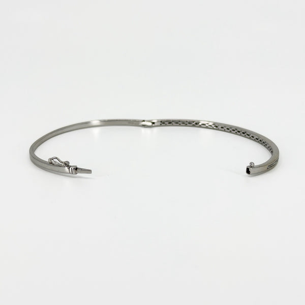 9ct White Gold Diamond Hinged Bangle / Bracelet 375