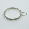 Vintage Sterling Silver Floral Engraved Oval Bangle / Bracelet 925