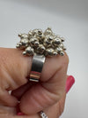 Articulated Large Sterling Silver Beaded Ball Bobble Ring Size P 