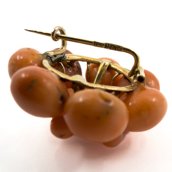 Antique Victorian 14ct Gold Natural Coral Brooch 585
