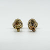 Vintage 9ct Pave Diamond Puffy Heart Stud Earrings 375