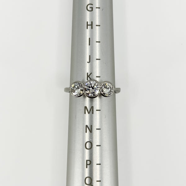 Vintage Platinum 1.60ct Diamond Trilogy Ring 950 Size L