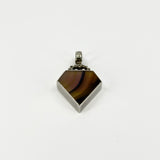 Large Chunky Vintage Brown Banded Agate Fob Pendant 925 by David Scott Walker