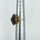 Large Vintage 9ct Gold Garnet Cocktail Cluster Ring Size L