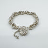 Chunky Sterling Silver Engraved Floral Links Bracelet & Heart Padlock 925 41g 
