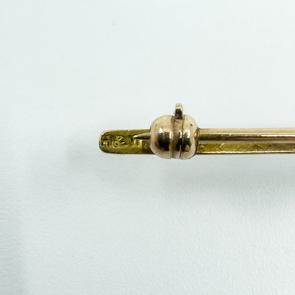 Vintage 18ct & 14ct Gold Diamond & Garnet Bar Brooch 750