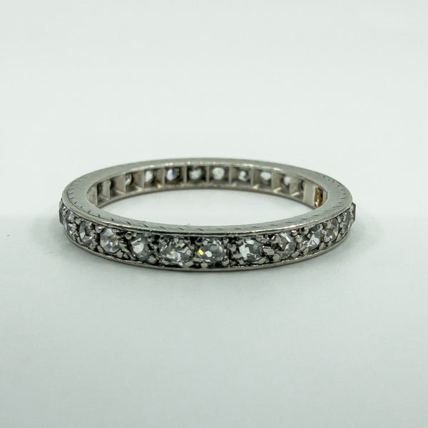 Antique Platinum Old Cut Diamond Full Eternity Band / Ring Size L - M
