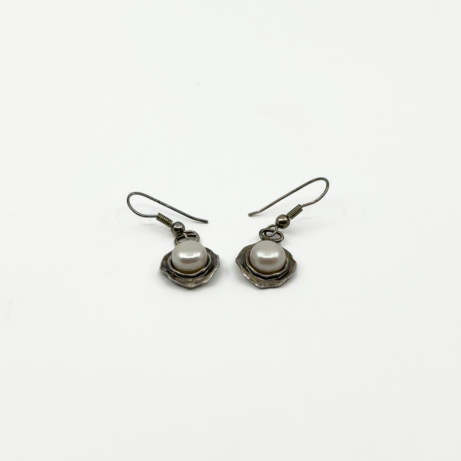 Sterling Silver Cultured Pearl Drop Sheperd Hook Earrings 925