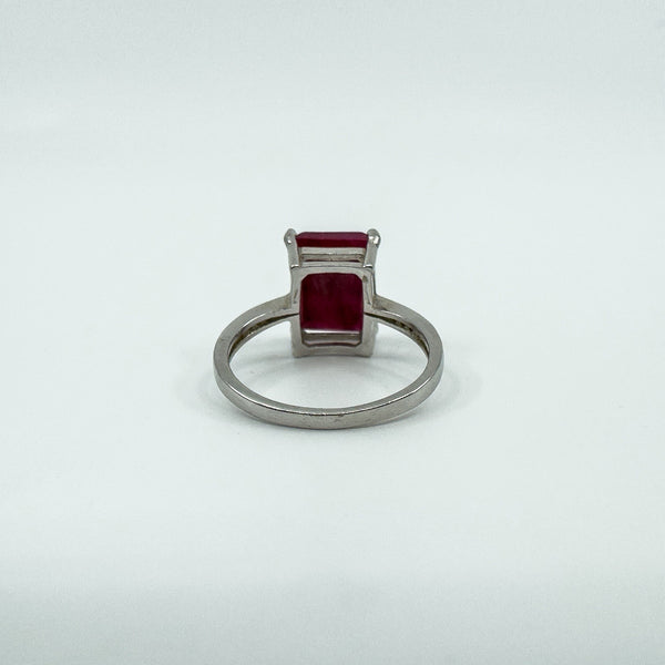 Large Sterling Silver 4.00ct Natural Ruby Solitiare Ring 925 Size K - L