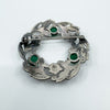 Large Vintage Sterling Silver Floral Green Chalcedony Brooch 925 Bernard Instone