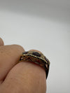 Vintage 9ct Gold Garnet Trilogy Ring Size O 1/2