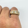 Chunky Vintage 9ct Gold 1.30ct Starburst Diamond Trilogy Ring Gypsy Band Size U