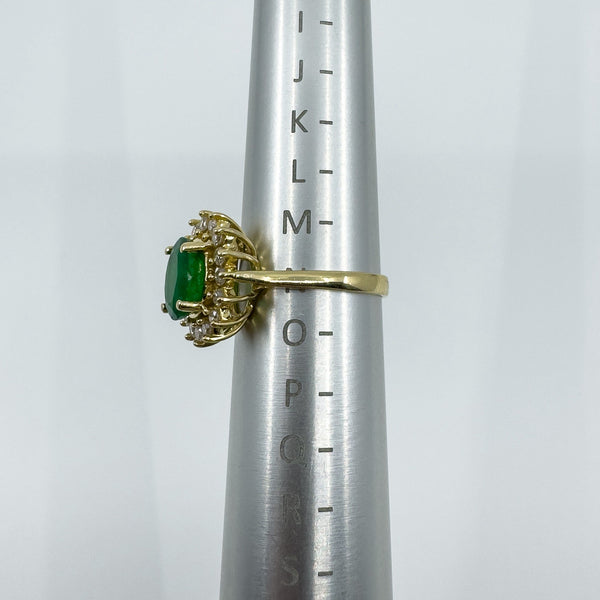 14ct Gold 1.77ct Emerald & Diamond Cluster Ring 585 Size N Engagement Stacking