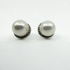 New & Unworn Chunky Sterling Silver White Pearl & CZ Stud Earrings 925