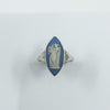 Vintage Sterling Silver Wedgewood Blue Jasper Ware Cameo Ring 925 Size K - L