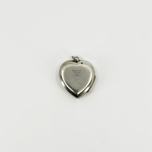 Vintage Sterling Silver Foliate Engraved Heart Photo Locket / Pendant 925