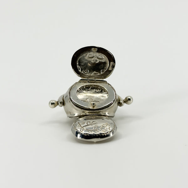 Unusal Vintage Sterling Silver Spinning 3x Sided Photo Locket Fob / Pendant 925