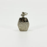 Chunky Sterling Silver Vintage Engraved Perfume / Poison Bottle Pendant 925