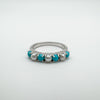 Pearl & Turquoise Half Hoop Band Ring in Sterling Silver Size K - L