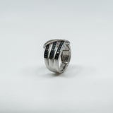 Sterling Silver Blue & White Diamond Eternity Band Ring Size L