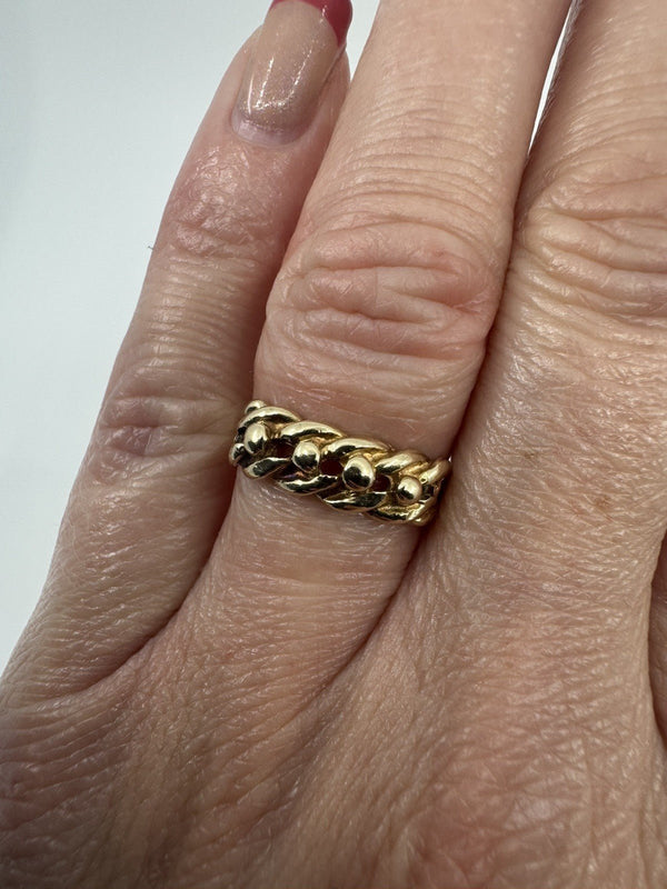 Vintage 9ct Gold Single Row Keeper Ring 375 Size L (London 1979)