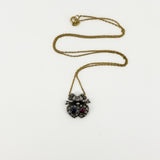 18ct Gold Ruby Sapphire & Diamond Double Sweetheart Bow Pendant & Necklace 750