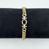 Vintage Reversible 9ct Gold Chunky Fancy Curb Links Diamond 8” Bracelet 375 23g