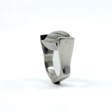 Chunky Sterling Silver Reversible Black Onyx & MOP Guess Ring Size L - M 925