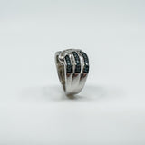 Sterling Silver Blue & White Diamond Eternity Band Ring Size L