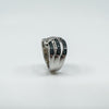 Sterling Silver Blue & White Diamond Eternity Band Ring Size L
