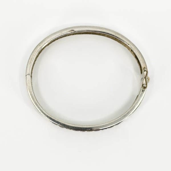 Chunky Sterling Silver Multi Coloured CZ Oval Bangle / Bracelet 925
