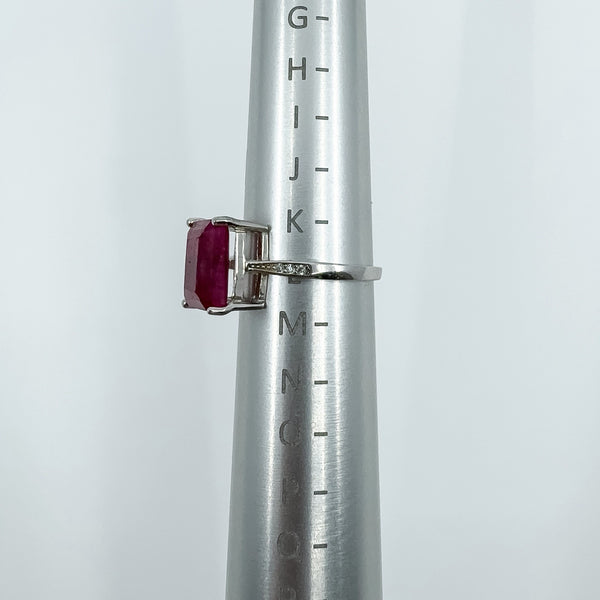 Large Sterling Silver 4.00ct Natural Ruby Solitiare Ring 925 Size K - L