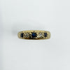 Vintage 9ct Gold Diamond & Sapphire Starburst Ring Gypsy Band Size O London 1978