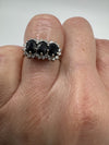 Vintage 9ct Gold 1.14ct Diamond & Sapphire Trilogy Ring Size K - L (London 1989)