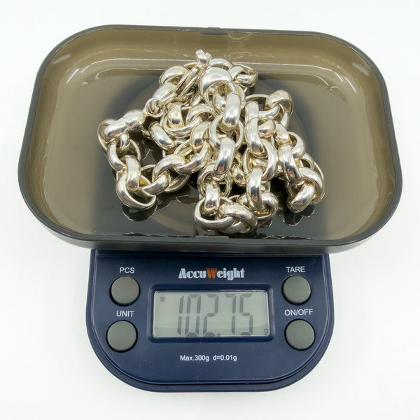 Chunky Sterling Silver 18.5” Belcher / Oval Links Chain 925 Heavy 102g Unisex