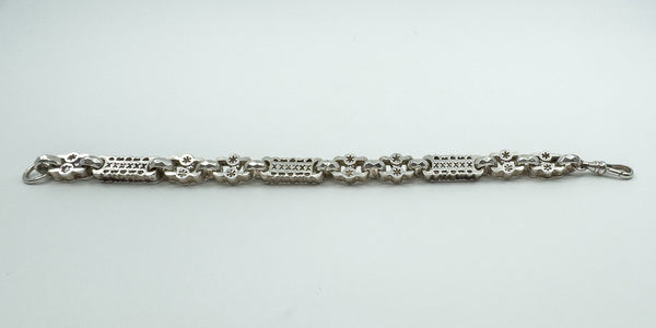 Vintage Chunky Sterling Silver Stars & Bars 8.5” Bracelet 925 Heavy 33g