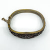 Antique Silver Gilt Bohemian Rose & Flat Cut Garnet Hinged Bangle / Bracelet