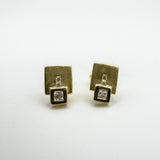8ct Gold Square CZ Stud Drop Earrings 